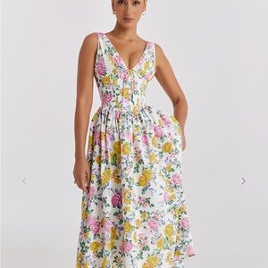 House of CB Floral Cotton Corset Sundress (NWT)